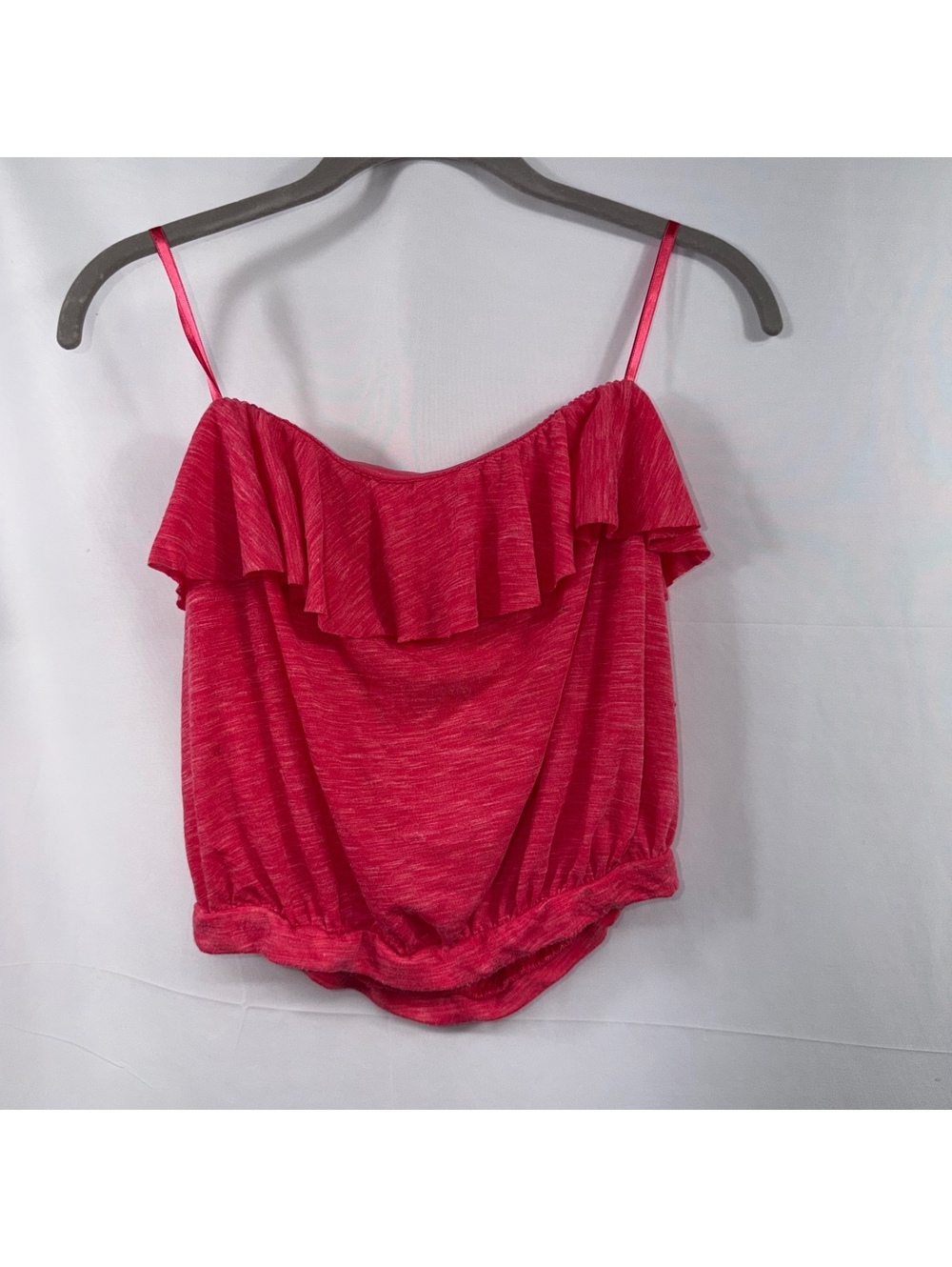 Kimchi Blue Pink Ruffle Strapless Crop Top S